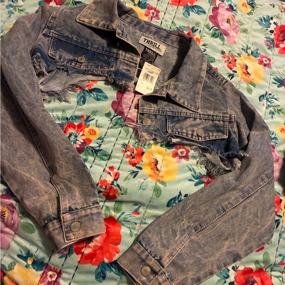Thrill Blue Frayed Denim Jacket